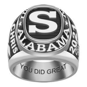 Men's Personalized Class Ring With Initial Top