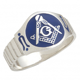 Blue Enamel Masonic Ring