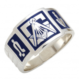 Blue Enamel Wide Masonic Ring