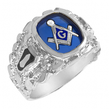 Blue Lodge Ring with Wide Textured Shank