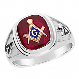 Masonic Ring with Stone and Notched Shank