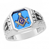Cobblestone Masonic Ring with Yellow Emblem