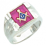 Rectangular Masonic Ring with Grooved Sides
