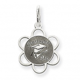 Floral Shaped Cutout Graduation Pendant Charm - 86059