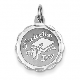 Floral Shaped Diamond-Cut Graduation Pendant Charm - 86057