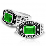 Men's Round Square Emerald Class Ring